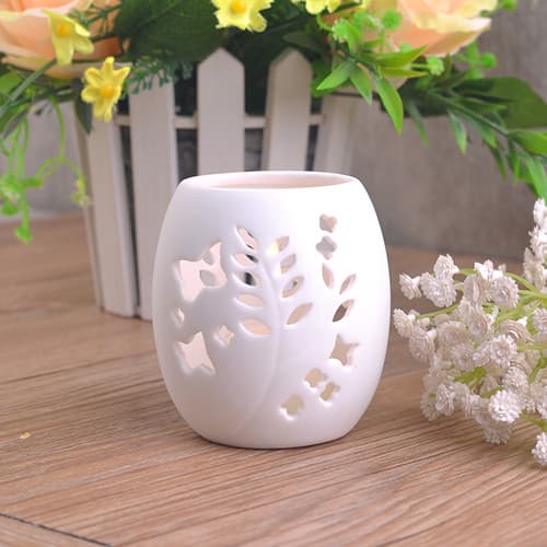 White Hollow Out Ceramic Candle Holders